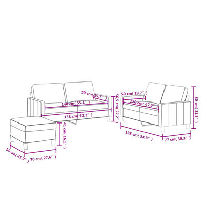 vidaXL Set di Divani 3 pz con Cuscini Grigio in Similpelle