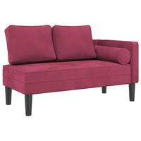 vidaXL Chaise Lounge con Cuscini Rosso Vino in Velluto