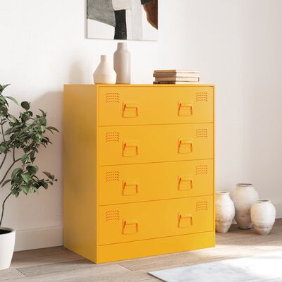 vidaXL Credenza Giallo Senape 67x39x83 cm in Acciaio