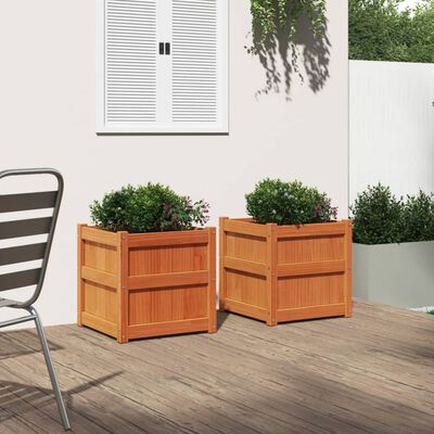 vidaXL Fioriere da Giardino 2pz Marrone Cera Legno Massello di Pino