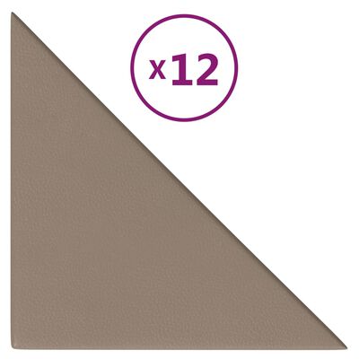 vidaXL Pannelli Murali 12 pz Cappuccino 30x30 cm in Similpelle 0,54 m²