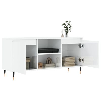 vidaXL Mobile Porta TV Bianco Lucido 104x35x50 cm in Legno Multistrato