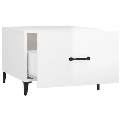 vidaXL Tavolino Salotto con Gambe in Metallo Bianco Lucido 50x50x40cm