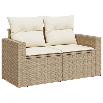 vidaXL Set Divano da Giardino 10 pz con Cuscini Beige in Polyrattan