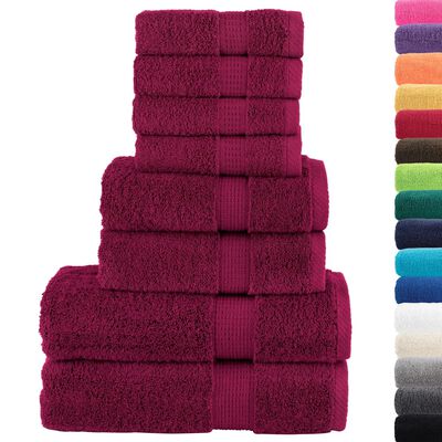 vidaXL Set ASciugamani SOLUND 8 pz Bordeaux 600 gsm