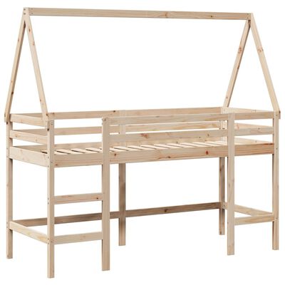 vidaXL Letto Soppalco con Scala e Tetto 80x200 cm Legno Massello Pino