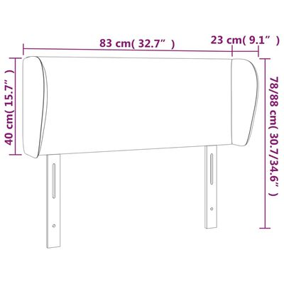 vidaXL Testiera ad Orecchio Crema 83 x 23 x 78/88 cm in Tessuto