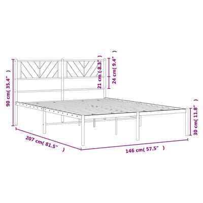 vidaXL Giroletto con Testiera Metallo Bianco 140x200 cm