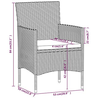 vidaXL Set Mobili da Pranzo per Giardino 5 pz Polyrattan e Acacia Nero