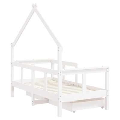 vidaXL Giroletto Bambini con Cassetti Bianco 70x140cm Massello di Pino