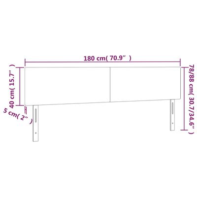 vidaXL Testiera a LED Grigio Chiaro 180x5x78/88 cm in Velluto