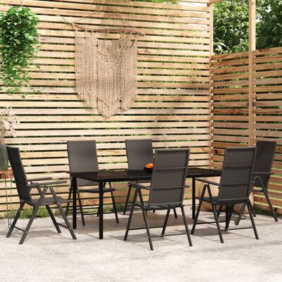 vidaXL Set Mobili da Pranzo per Giardino 7 pz Nero