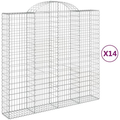 vidaXL Cesti Gabbioni ad Arco 14 pz 200x50x180/200 cm Ferro Zincato