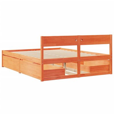 vidaXL Letto senza Materasso Marrone Cera 150x200 cm in Legno di Pino