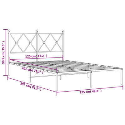 vidaXL Giroletto con Testiera in Metallo Nero 120x200 cm