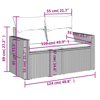 vidaXL Set Divani da Giardino 14pz con Cuscini in Polyrattan Grigio