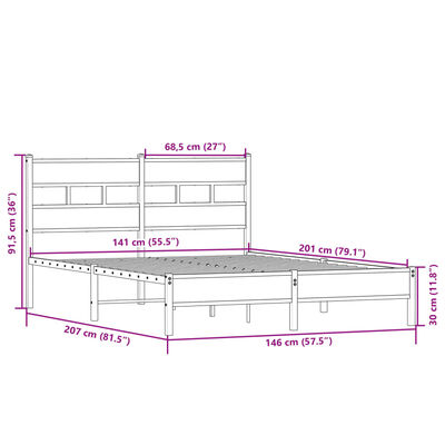 vidaXL Giroletto senza Materasso Rovere Sonoma 140x200cm in Truciolato