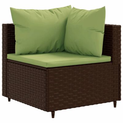 vidaXL Set Divani da Giardino 7 pz con Cuscini in Polyrattan Marrone