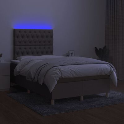 vidaXL Letto a Molle con Materasso e LED Tortora 120x190 cm in Tessuto