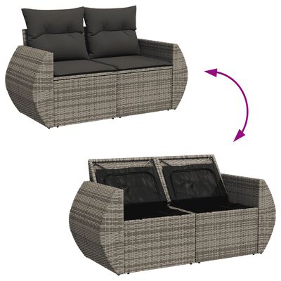 vidaXL Set Divani da Giardino 7 pz con Cuscini Grigio in Polyrattan