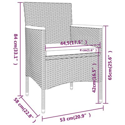 vidaXL Set da Pranzo Giardino 5 pz Polyrattan e Massello Acacia Grigio