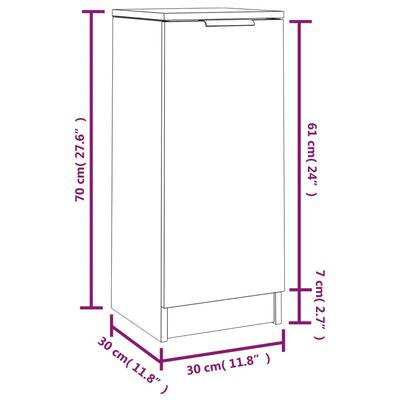 vidaXL Credenza Rovere Marrone 30x30x70 cm in Legno Multistrato