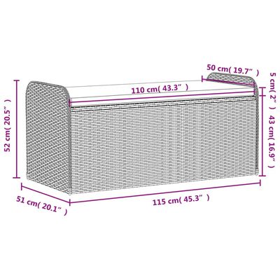 vidaXL Cassapanca con Cuscino Marrone 115x51x52 cm in Polyrattan