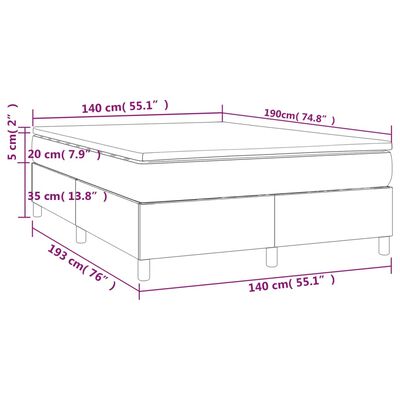 vidaXL Giroletto a Molle con Materasso Crema 140x19 cm in Tessuto