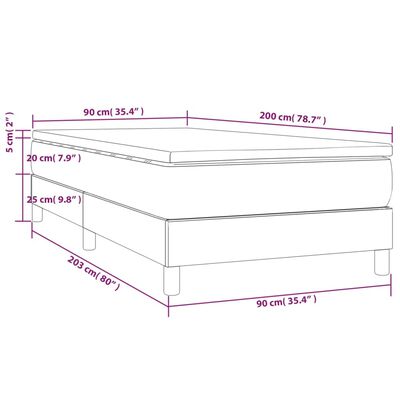 vidaXL Giroletto a Molle con Materasso Crema 90x200 cm inTessuto