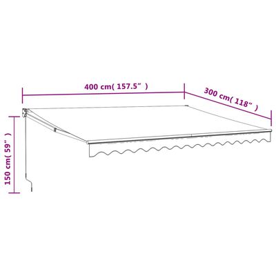 vidaXL Tenda da Sole Retrattile Crema 4x3 m in Tessuto e Alluminio