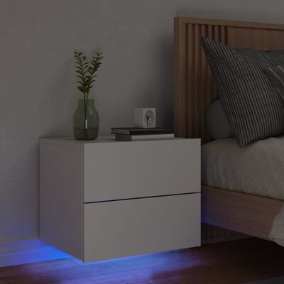 vidaXL Comodino a Parete con Luci LED Bianco