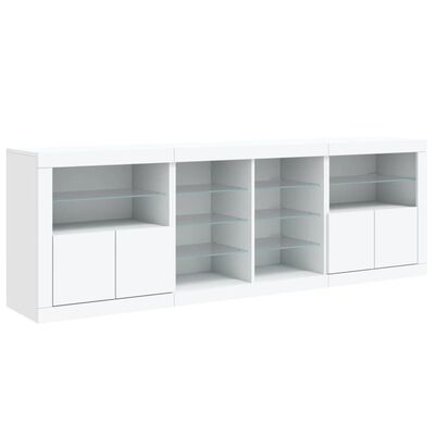 vidaXL Credenza con Luci LED Bianca 202x37x67 cm