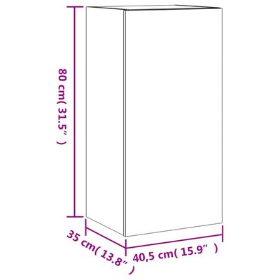 vidaXL Mobile TV a Parete con Luci LED Rovere Marrone 40,5x35x80 cm