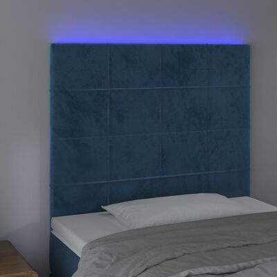 vidaXL Testiera a LED Blu Scuro 100x5x118/128 cm in Velluto