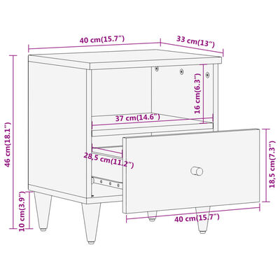 vidaXL Comodini 2pz 40x33x46 cm in Legno Massello di Mango