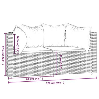 vidaXL Divani Angolari da Giardino con Cuscini 2pz Polyrattan Grigio