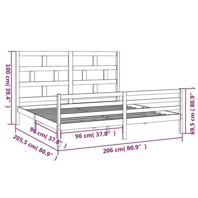 vidaXL Giroletto Bianco in Legno Massello di Pino 200x200 cm