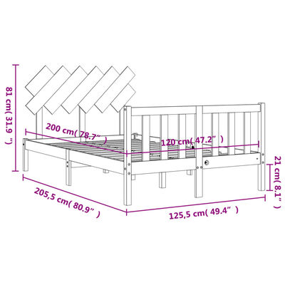 vidaXL Giroletto con Testiera 120x200 cm in Legno Massello