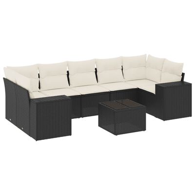 vidaXL Set Divani da Giardino con Cuscini 8 pz Nero in Polyrattan