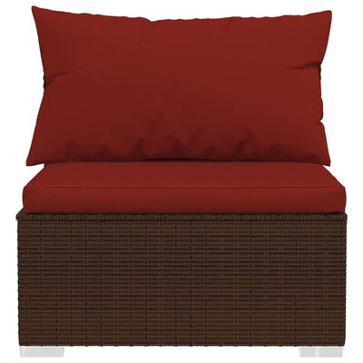 vidaXL Set Divani da Giardino 12 pz con Cuscini in Polyrattan Marrone