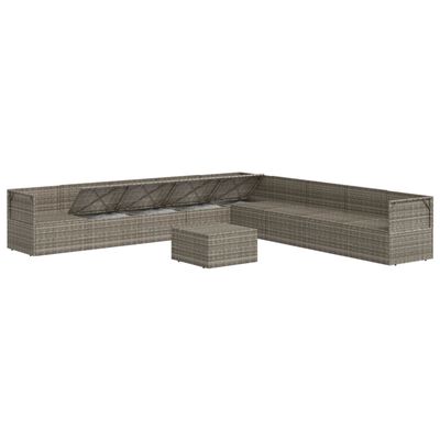 vidaXL Set Divani da Giardino 10 pz con Cuscini in Polyrattan Grigio