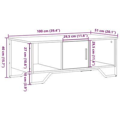 vidaXL Tavolino da Salotto Nero 100x51x40 cm in Legno Multistrato