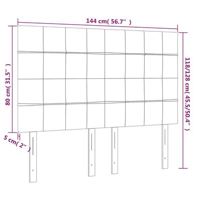 vidaXL Testiera a LED Verde Scuro 144x5x118/128cm in Velluto