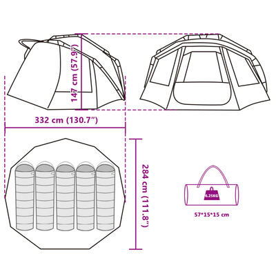 vidaXL Tenda da Pesca per 5 Persone Mimetica Impermeabile