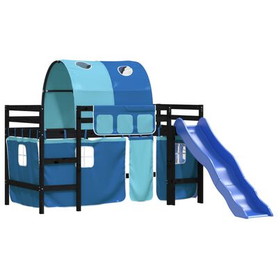 vidaXL Letto a Soppalco con Tunnel Bambini Blu 80x200cm Massello Pino