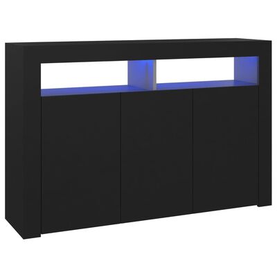 vidaXL Credenza con Luci LED Nera 115,5x30x75 cm