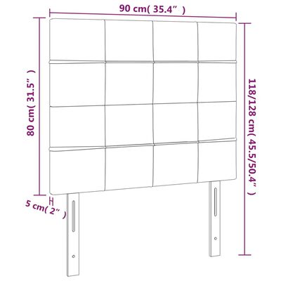 vidaXL Testiera a LED Grigio Chiaro 90x5x118/128 cm in Velluto