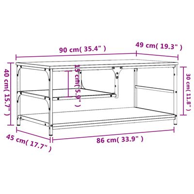 vidaXL Tavolino da Salotto Nero 90x49x40 cm in Legno Multistrato