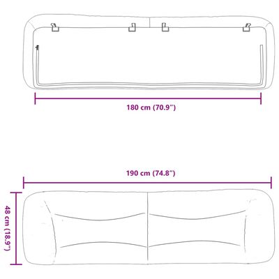 vidaXL Cuscino Testiera Nero 180 cm in Similpelle