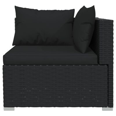 vidaXL Set Divani da Giardino 11 pz con Cuscini in Polyrattan Nero